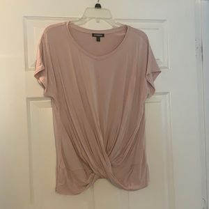 Silky Sueded Jersey Twist Front Tee - Pink.